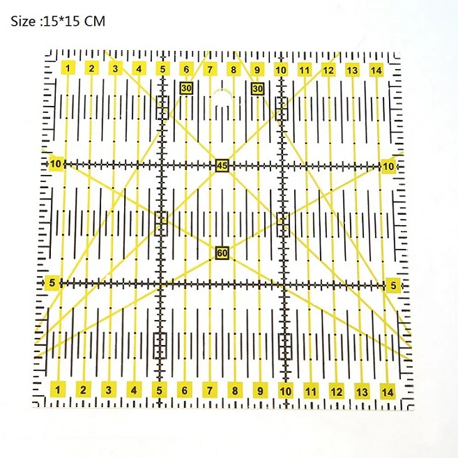 1 шт. ручной инструмент для рукоделия Лоскутная линейка квадратная Веерная форма портной мерки линейки для резки ткани швейные инструменты для рукоделия швейные инструменты - Цвет: 15 X 15 CM