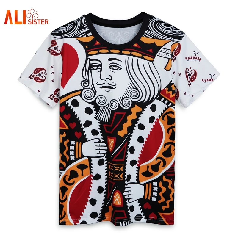 

Summer Style Hip Hop T Shirt Men/women Playing Cards Print 3d T Shirt Harajuku Clothes Camisa Masculina Size King Poker Shirt