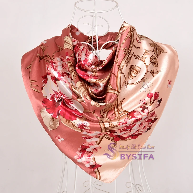 [BYSIFA] бренд Роскошный шелковый шарф шаль Женская мода Черный Хаки большие квадратные шарфы элегантный мусульманский головной платок