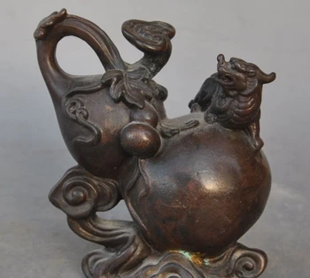 

Chinese FengShui Bronze copper Pixiu Beast Gourd Cucurbit Hoists lucky Statue