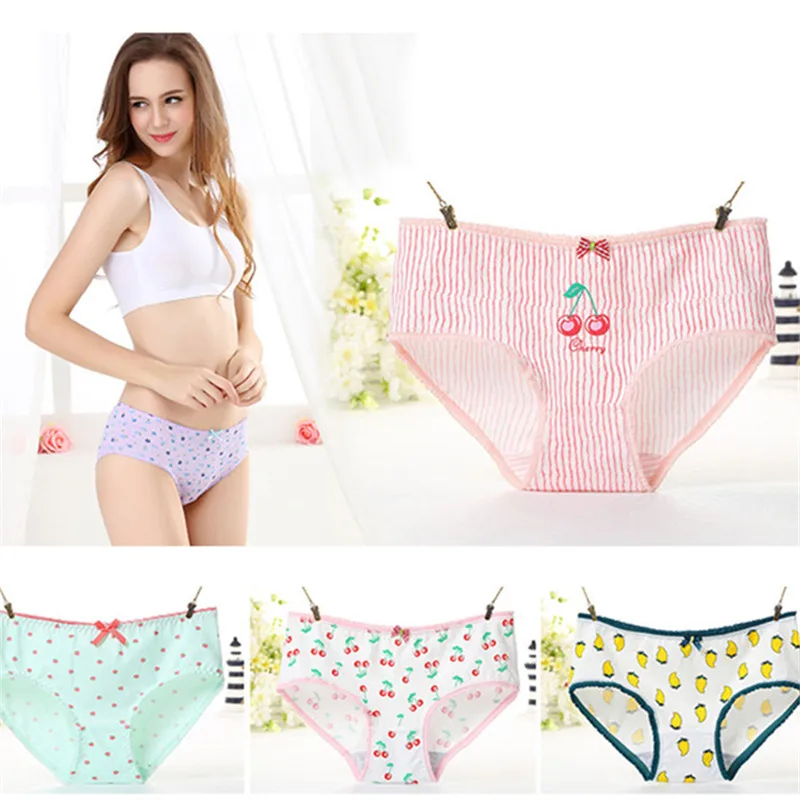 5PCS/lot Women Panties Sexy Cotton Underwear Cute Printed Intimate Plus Size Briefs Breathable pink Underpants lingerie 3XL