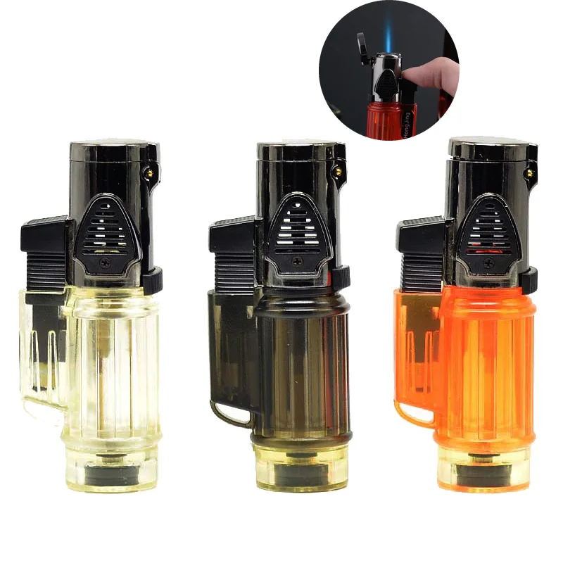 

1pcs cigarette lighter Windproof Trip Torch Jet Flame Refillable Butane gas Cigarette Cigar Lighter as christmas gift for men