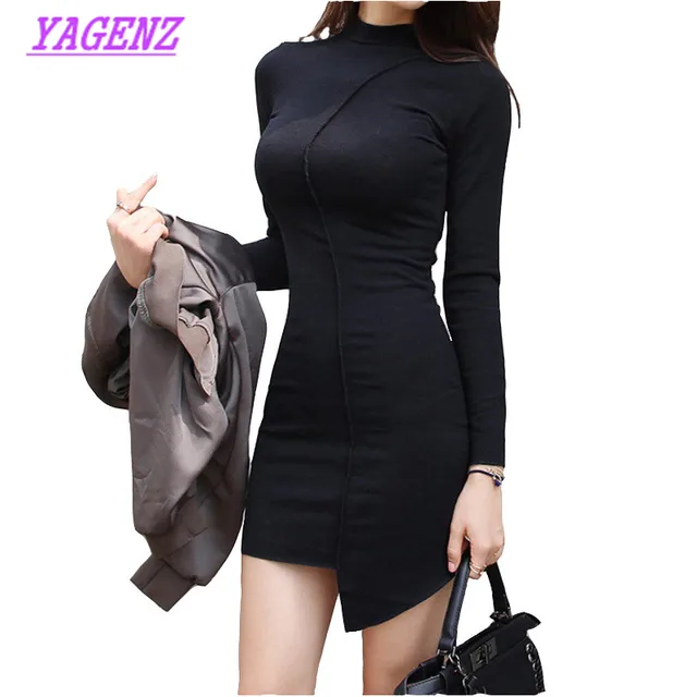 Autumn Winter Bottom Dress Sexy Women Stitching Hedging Tight Package