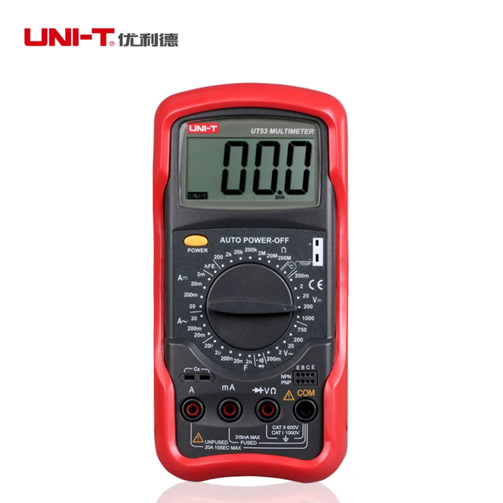 

UNI-T UT53 Digital Multimeter Volt Amp Ohm Capacitance Resistance Voltage Current Meter Tester Ammeter Voltmeter Multimeter