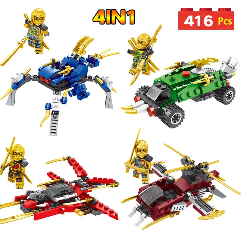 

Technic Gold Ninjago Compatible LegoINGLYS Golden Building Blocks Figures Lot Kai Jay Cole Educational Boy Toys 4 in 1