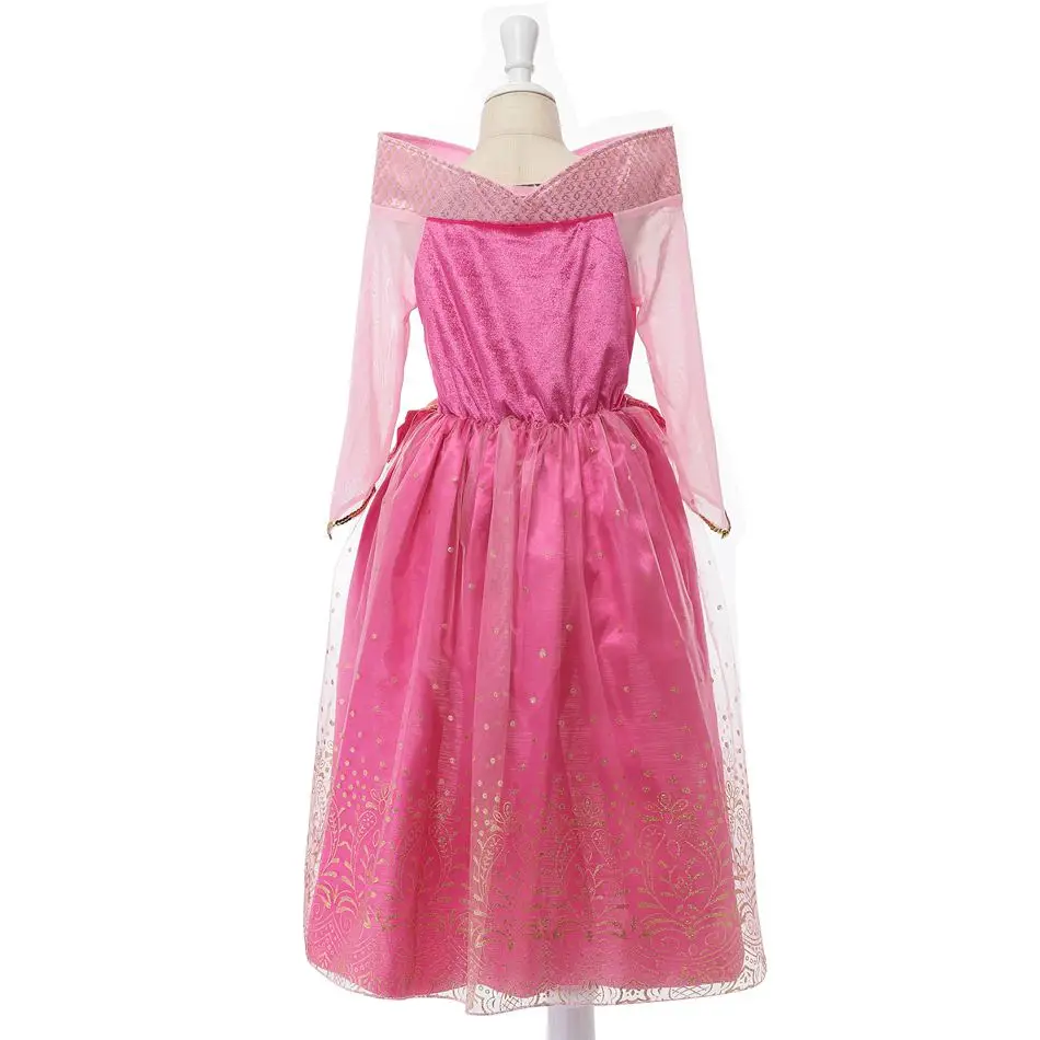 VOGUEON/карнавальный костюм Спящей красавицы Авроры для девочек вечерние платья принцессы с длинными рукавами и золотой проволокой платье для девочек от 3 до 10 лет