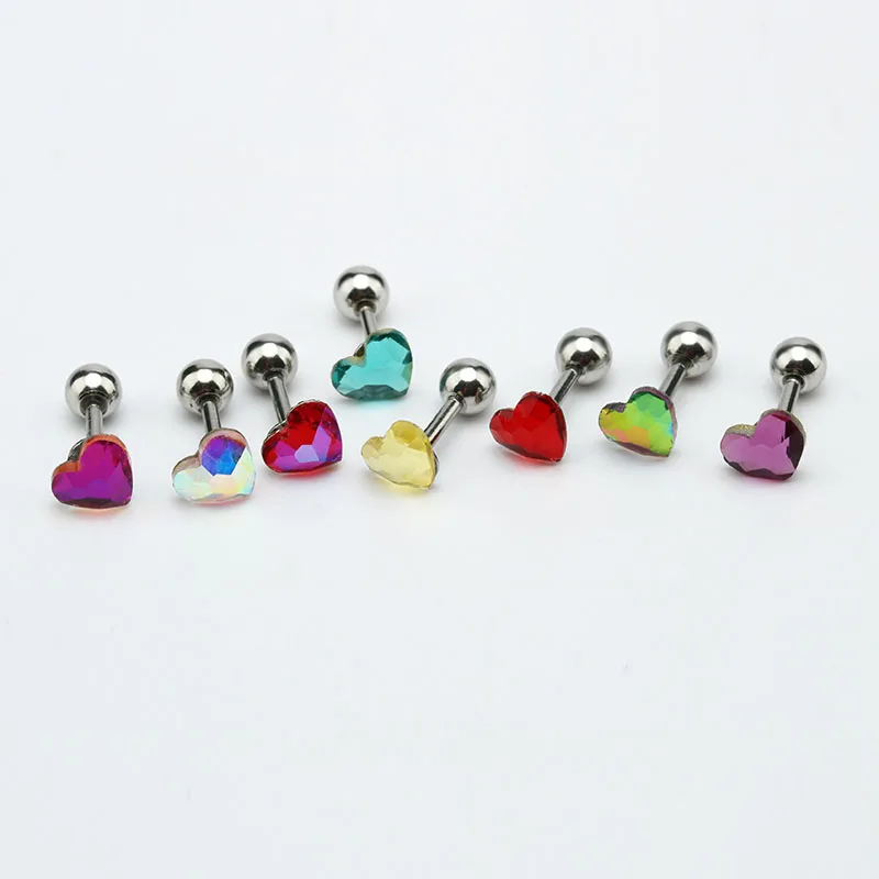 2 Stuks Kleine Hart Oorstekers Oorbellen Kraakbeen Oorbellen Crystal Chirurgisch Staal 5 Mm 8 Kleuren Body Piercing Sieraden Gratis verzending|Oorknopjes| - AliExpress