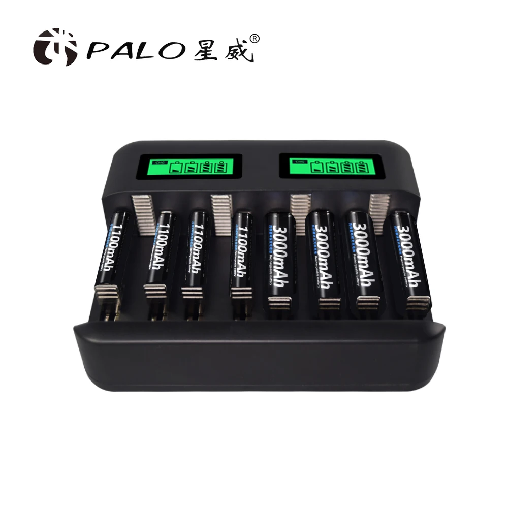PALO LCD display USB Smart AA battery Charger for AA AAA SC C D Size Rechargeable Battery+1.2V