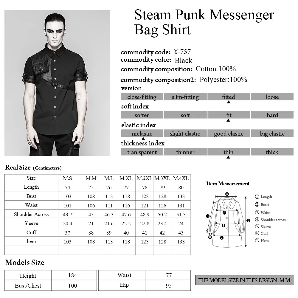 Y-757 PUNK RAVE Summer Decent Round Bottom Casual Man Shirts