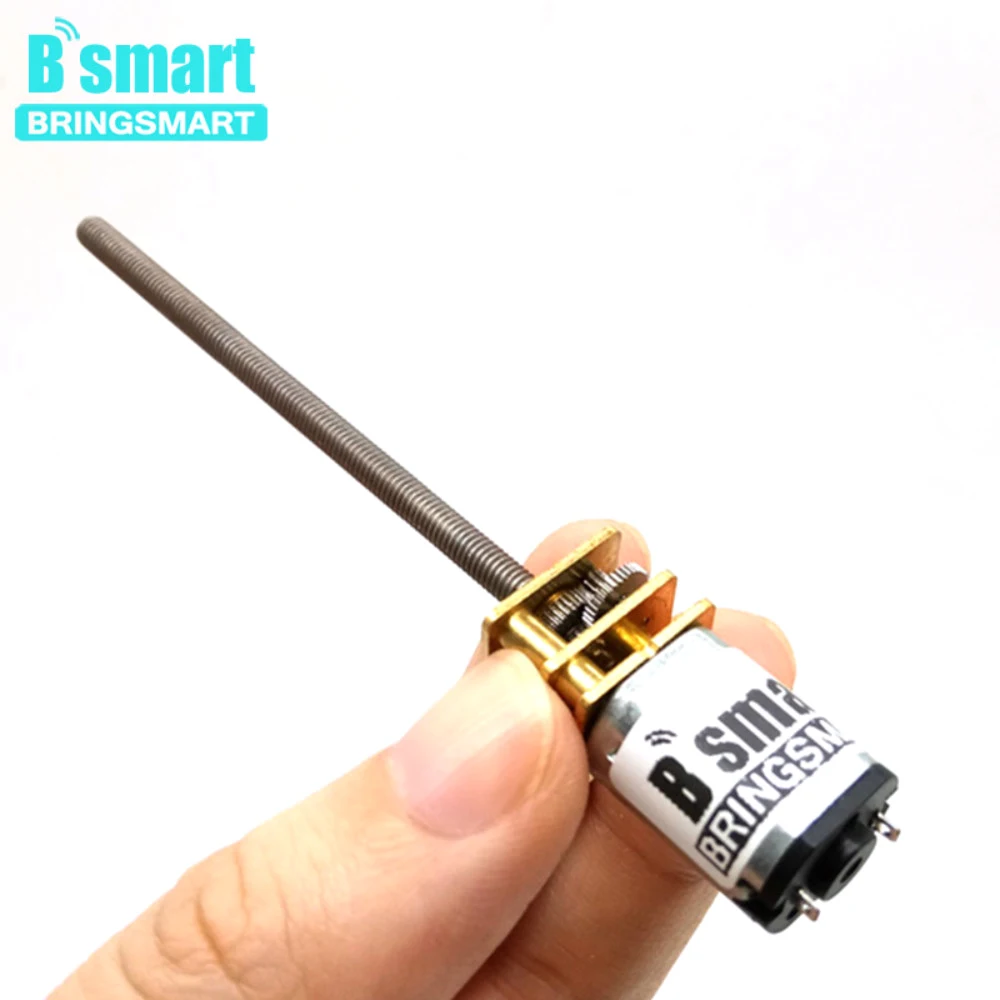 DC Motor Bringsmart M3 Screw 55mm Threaded Shaft 3V 6V 12V DC Motor Customized 30/100/200/250/300/600rpm Mini Electric Gear Reducer N20