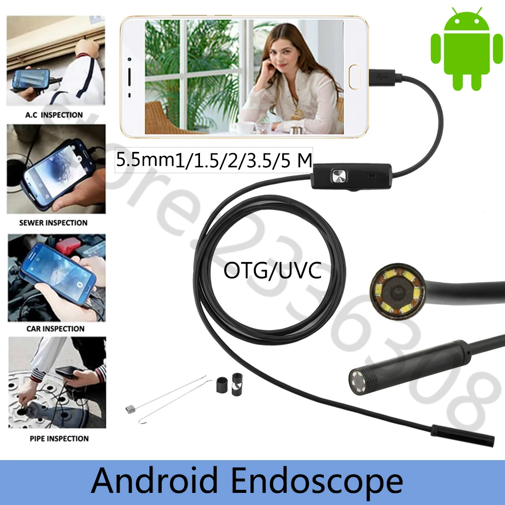 5.5mm 7mm 1/1.5/2/3.5/5M Focus Camera Lens USB Cable Waterproof 6 LED for Android Endoscope Mini