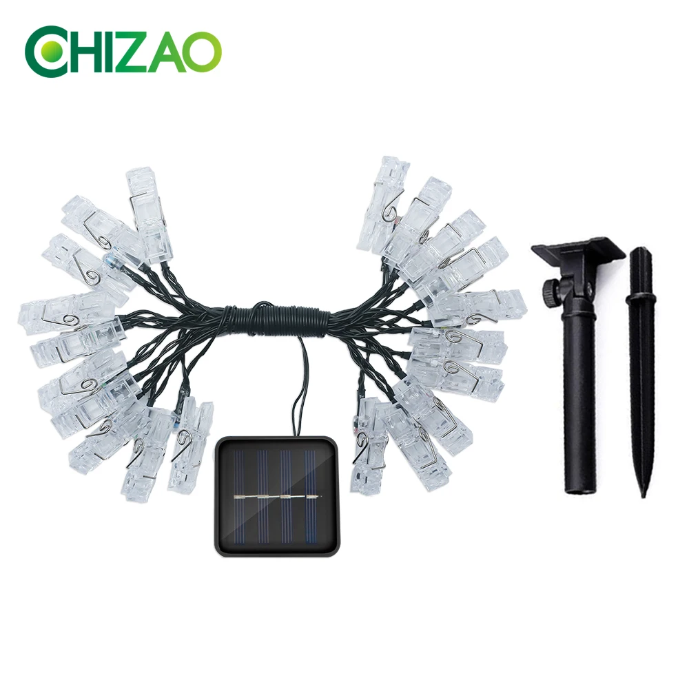 CHIZAO Photo Clip Holder Solar LED Colors String lights Battery Charging For Christmas Party Home Decoration Hanging Cards