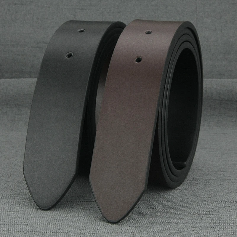 

High Quality no buckle belt men fashion 3.8cm wide Cowskin Black Waist Straps Coffee Casual genuine leather waistband