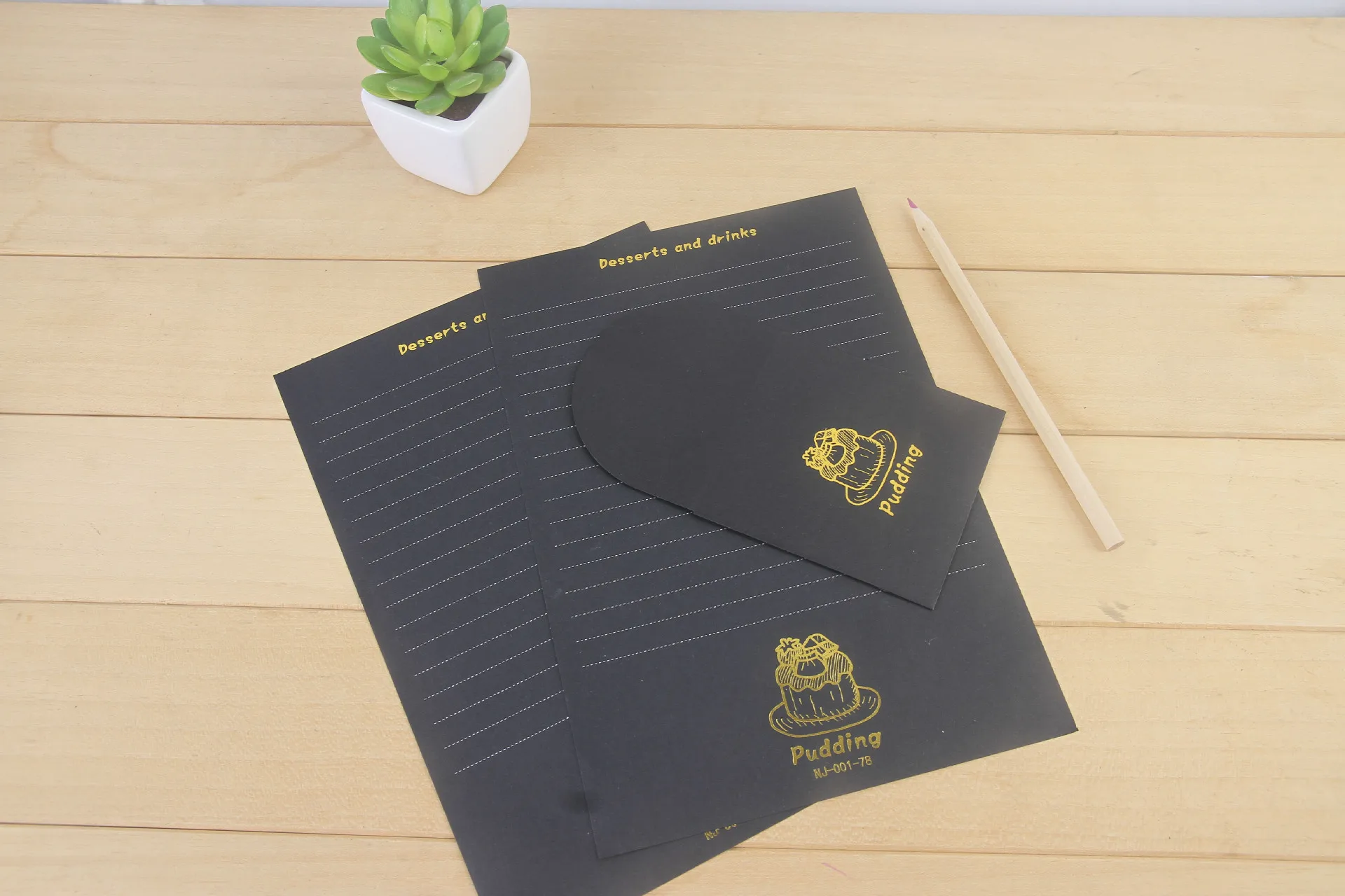 9 шт./компл. 3 конверта + 6 листов Письмо Бумага Креативный десерт черная серия конверт для Подарочная Корейская Канцелярия