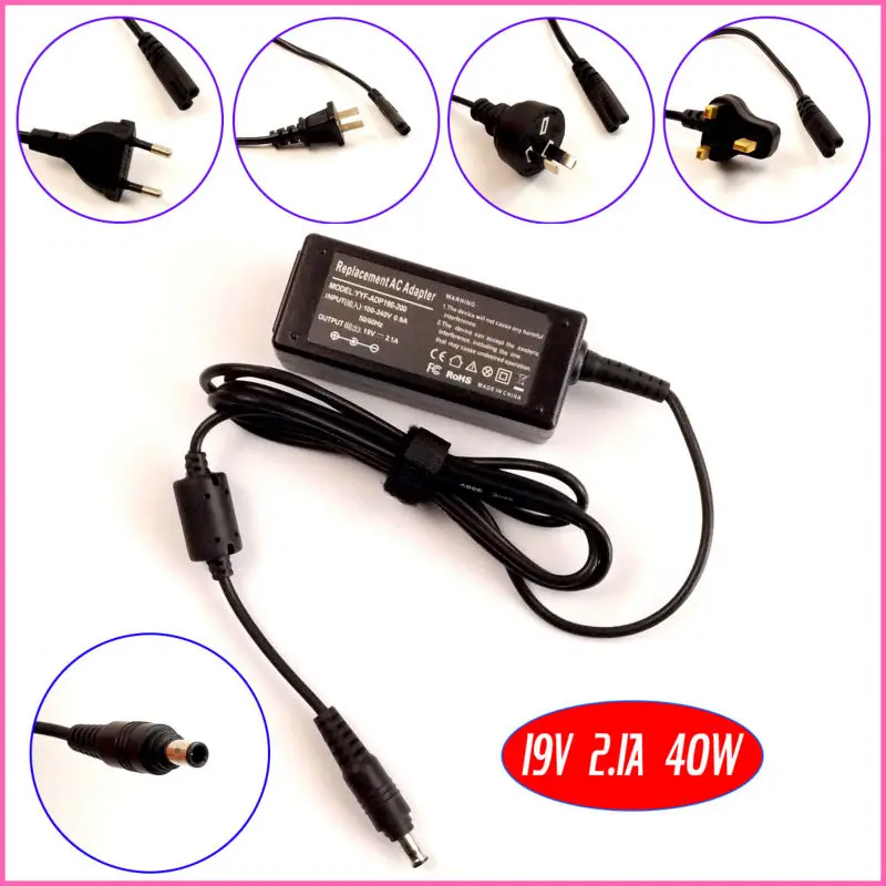 19V 2.1A 40W Ноутбук Ac адаптер Зарядное устройство для Samsung NP-N210-JA02US NC110-A01NC110-A02 N310-13GMB