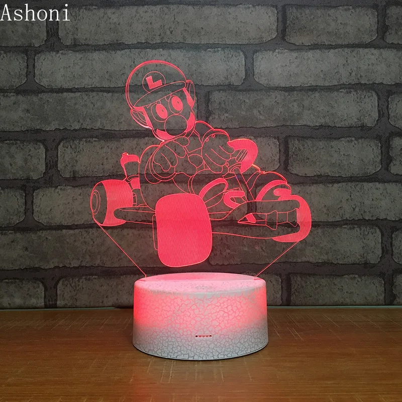 Супер Марио рисунок 3D настольная лампа светодио дный LED ночник 7 цветов Изменение спальня сна освещение домашний декор подарки для детей