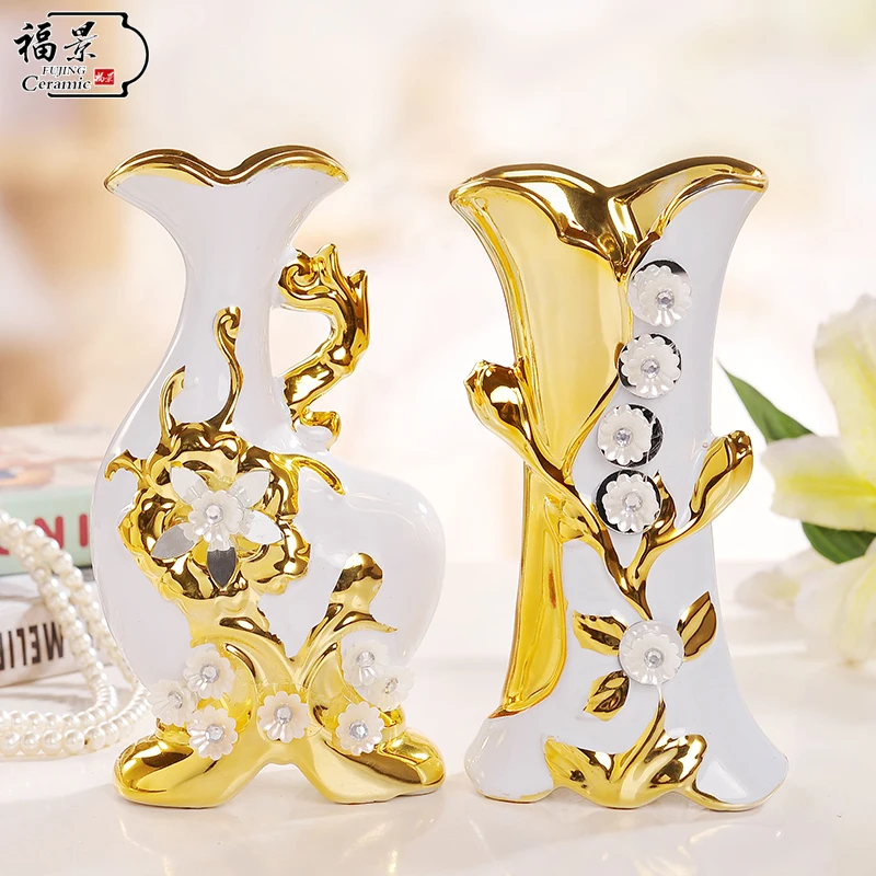 

Ceramic vase Home Furnishing European gilded living room decorative ornaments crafts flowers inserted marriage
