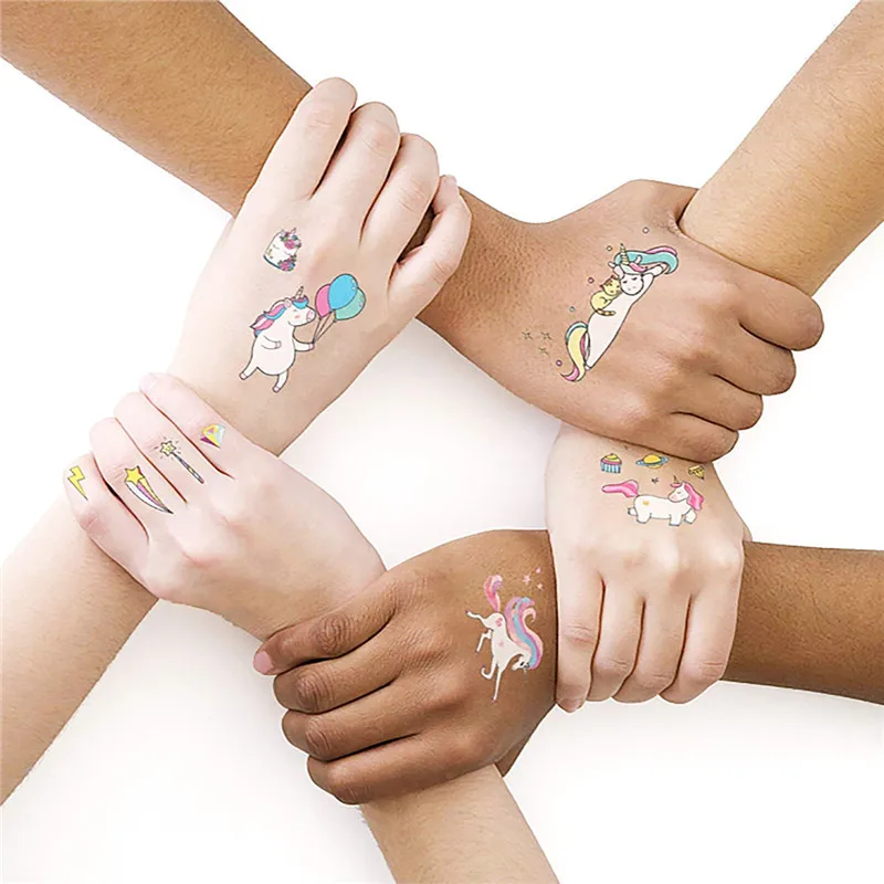 

2019 NEW Temporary Tattoo Stickers Cute horse Cloud rainbow Waterproof Decals Body Art star moon diamond Image Tattoo Sticker