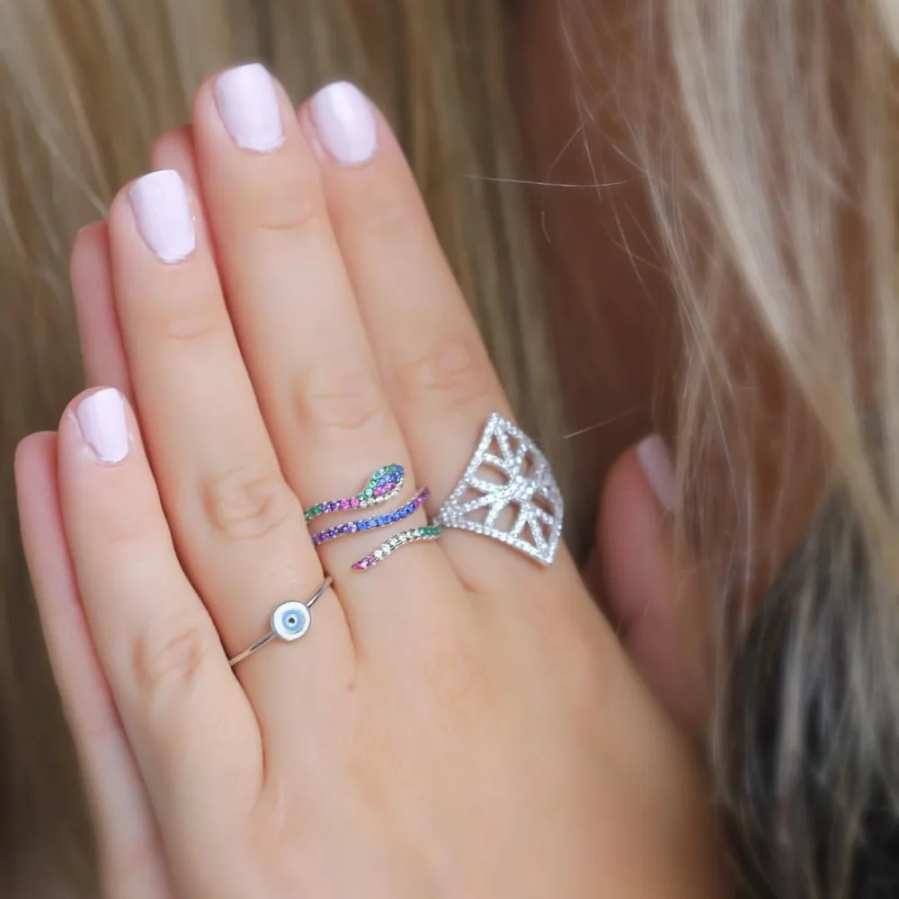 Classic Snake Multi Circle Twist Ring Multi Layer Splendide Donne Moderne Party Open Animal Finger Jewelry Accessori Unici