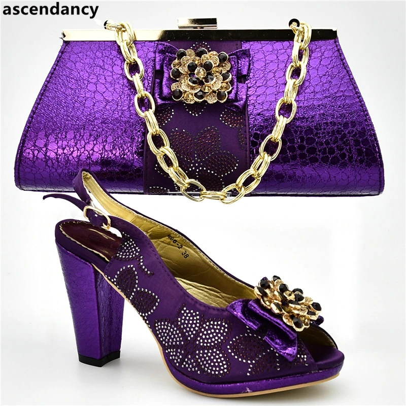 New Arrival Italian Shoes with Matching Bags High Quality Matching Shoe and Bag Set for Wedding