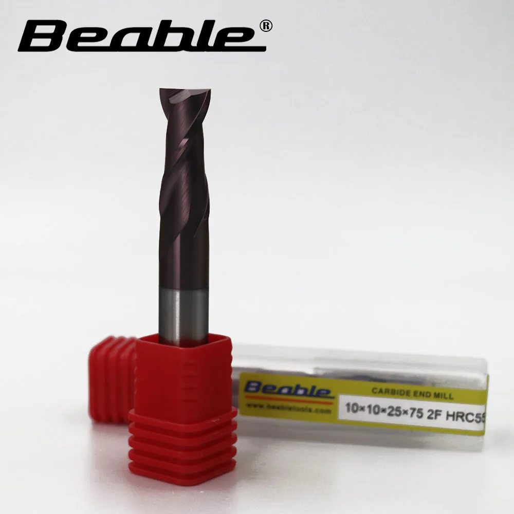 

Beable tools 10*10*25*75 2Flute end mill HRC55 end mills carbide metal milling cutter milling machine for metal milling tools