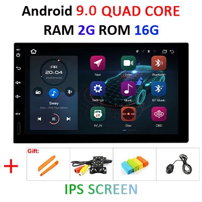 " ips экран 4G 64G Android 9,0 Автомобильный мультимедийный gps 2 DIN универсальный Радио сенсорный экран стерео навигация без DVD плеера - Цвет: 9.0 2G 16G IPS