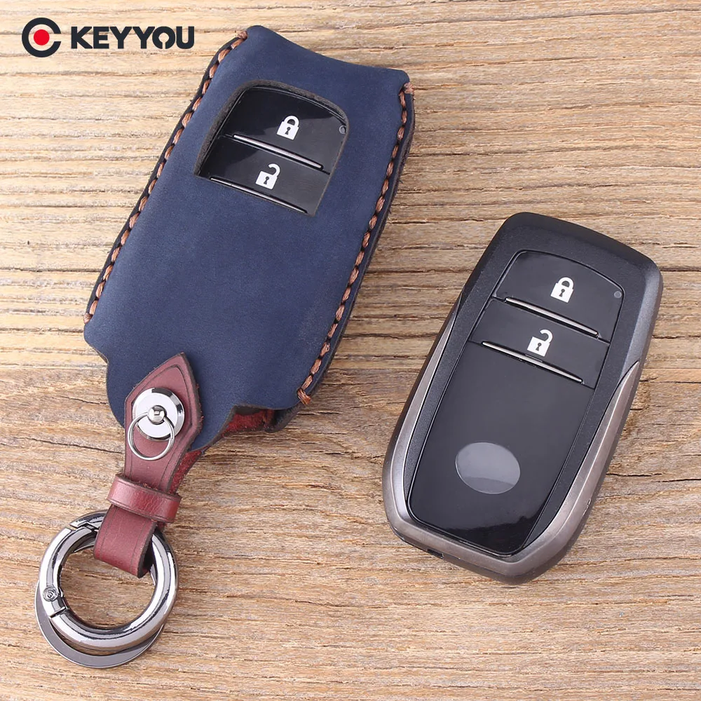 

KEYYOU 2 Buttons Remote Car key Case For Toyota Corolla Camry CROWN Rav4 Highlander Key Shell Cover