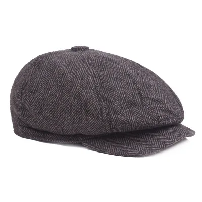 2018 New Tweed Gatsby Newsboy Cap Men Autumn Winter Hat Golf Driving Flat Cabbie Flat Berets Hat Peaky Blinders Hat Bone Unisex mens berets for sale Berets