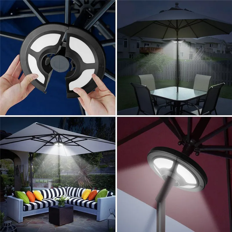 

Outdoor Solar Umbrella Lights Patio Umbrella Pole Solar Lamp 36 LED 2Modes Camping Tent Lamp for Coffee Beach Lighting
