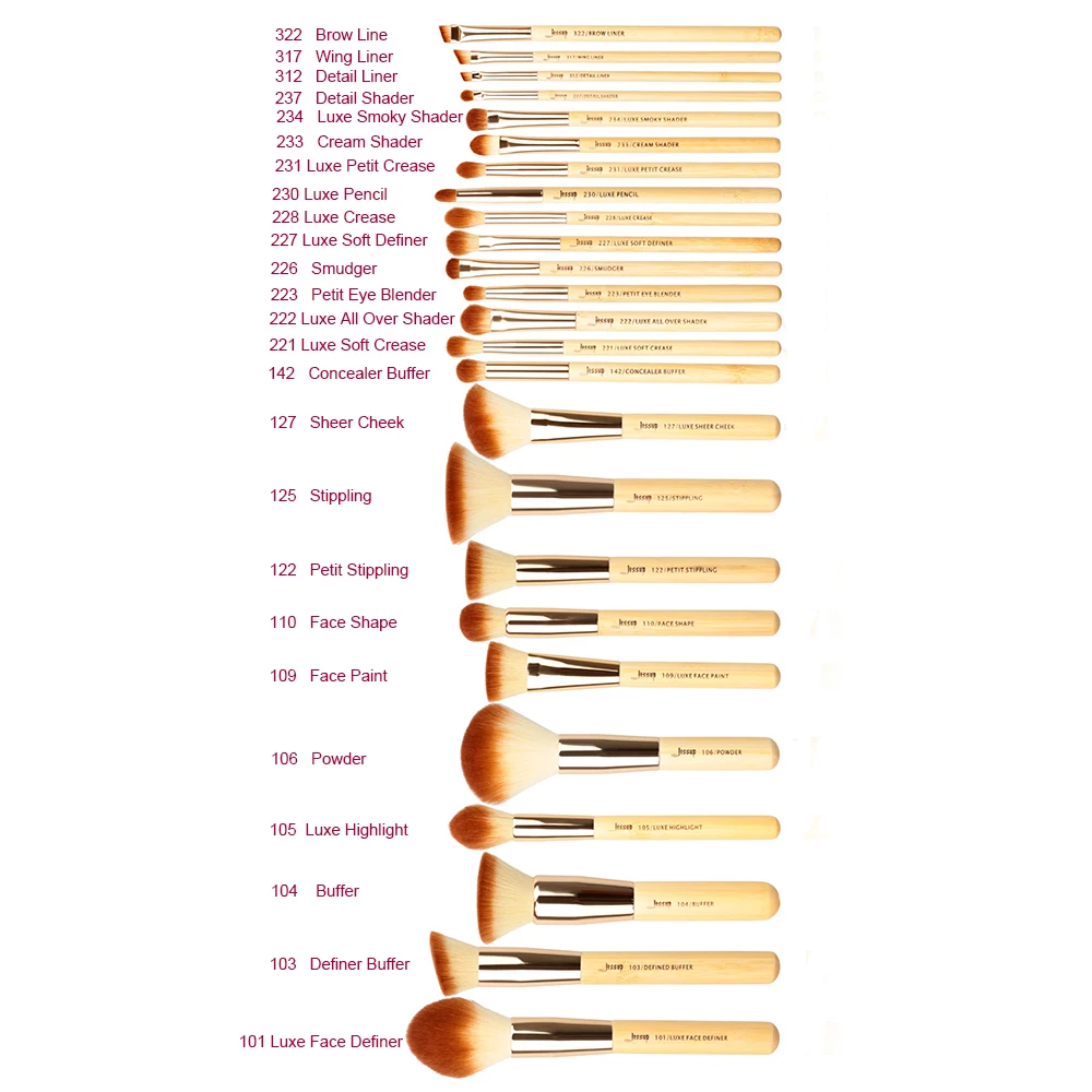 Jessup Бренд 25 шт. красота бамбуковые Профессиональные кисти для макияжа набор кистей для макияжа Набор инструментов тональная пудра румяна тени для глаз