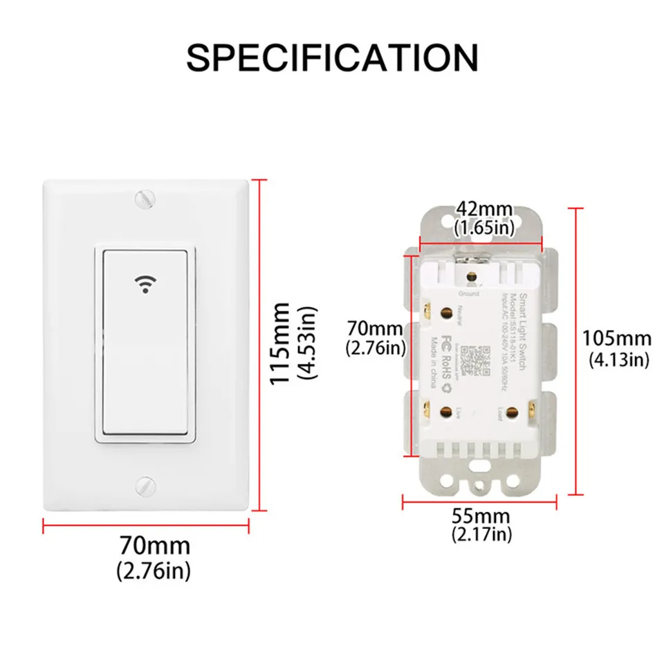 WiFi умный настенный выключатель света мобильное приложение пульт дистанционного управления не требуется концентратор Работает с Amazon Alexa Google Home IFTTT для умного дома