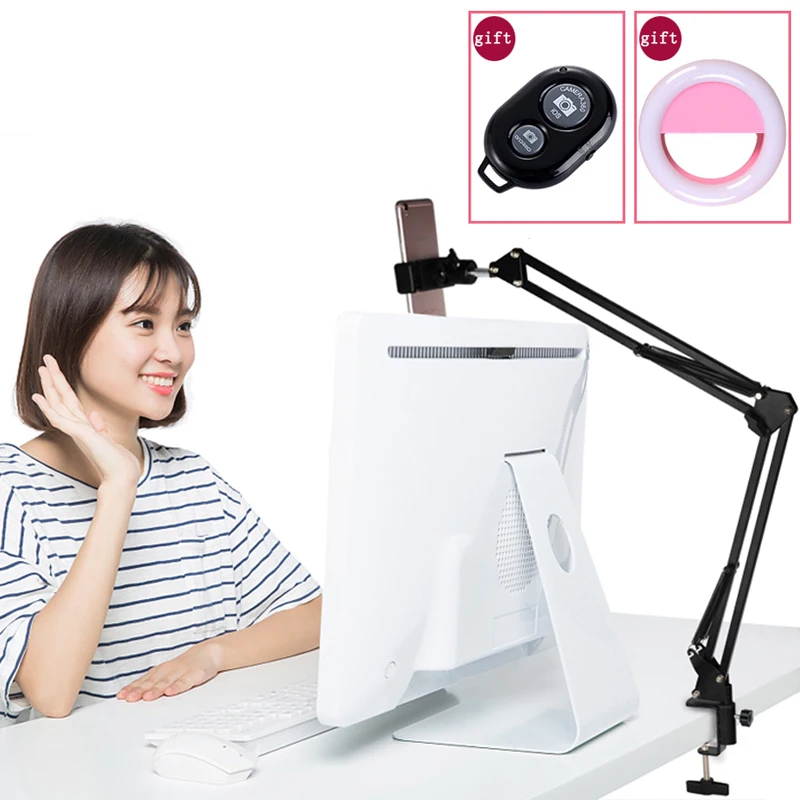 Photo Shooting Studio Selfie Arm Stand Mounting Clamp Bracket Adjustable Table Suspension Clip Hold