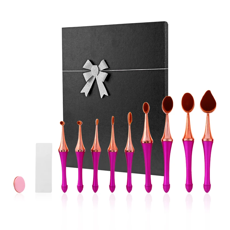 

9 Piece Toothbrush Makeup Brushes Tools Foundation Powder Oval Makeup Brush Set Beauty makeup pinsel Retail Box Gift for Women