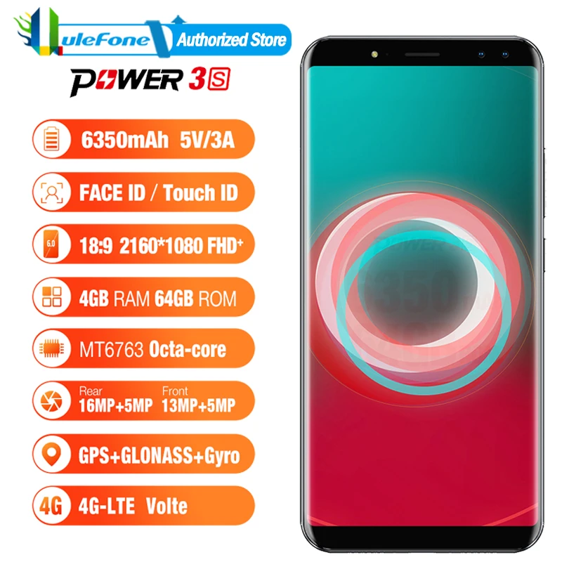 Ulefone power 3S 6 0 &quot4 камеры 6350 мАч 18:9 FHD + Android 7 1 мобильный телефон MTK6763 Восьмиядерный 4