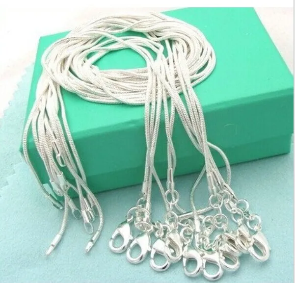

10pcs/lot Promotion! wholesale 925 sterling silver necklace, silver fine jewelry Snake Chain 1mm Necklace 16 18 20 22 24"