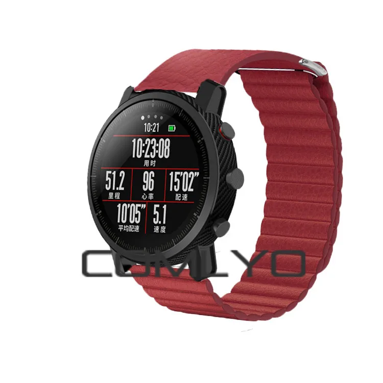 Браслет Для Xiaomi Huami Amazfit stratos 2 ремешок кожаный магнитный Смарт браслет amazfit pace band