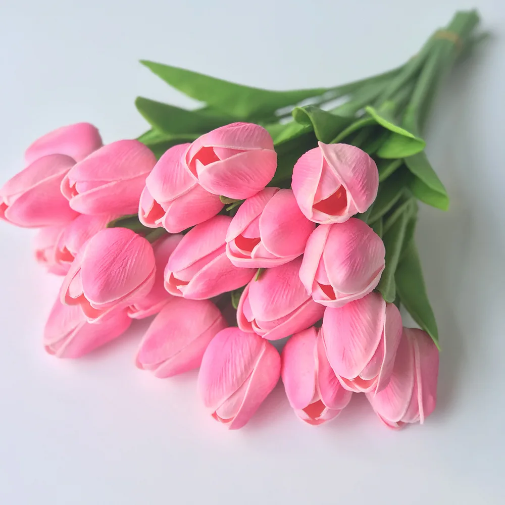 10 шт. красивые реальные цветы латексные тюльпаны искусственный букет поддельные цветы Свадебный букет декоративные цветы для свадьбы - Цвет: pink