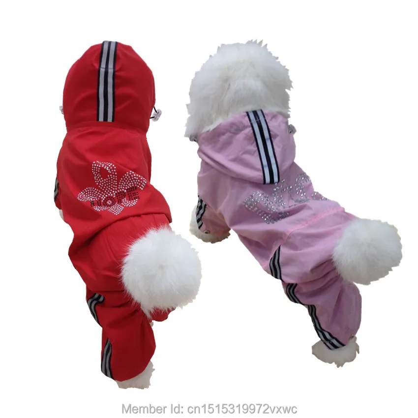 Красный дождевик для собак комбинезон для маленьких собак Одежда для домашних животных водонепроницаемая одежда для больших собак со светоотражающей лентой XS s m l xl XXL