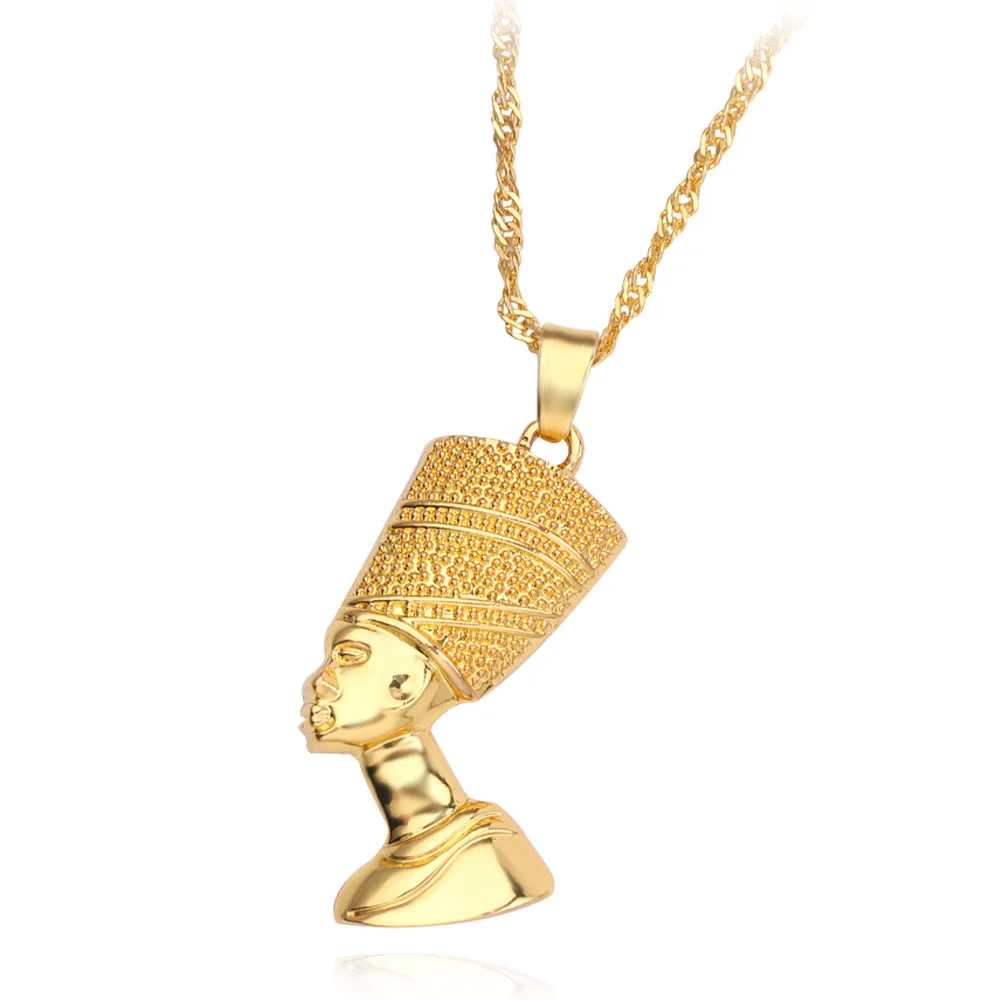 Ожерелье с подвеской королева Египта Nefertiti мужские ювелирные изделия Золотые