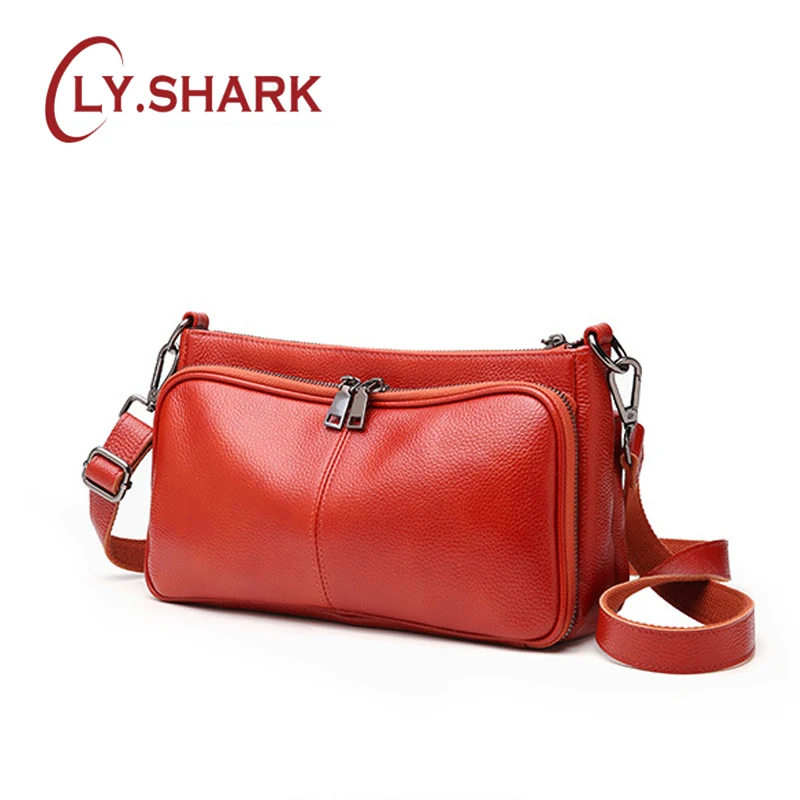

LY.SHARK Leather handbag simple multi-layer large-capacity handbags Messenger bag soft leather diagonal shoulder Genuine Leather