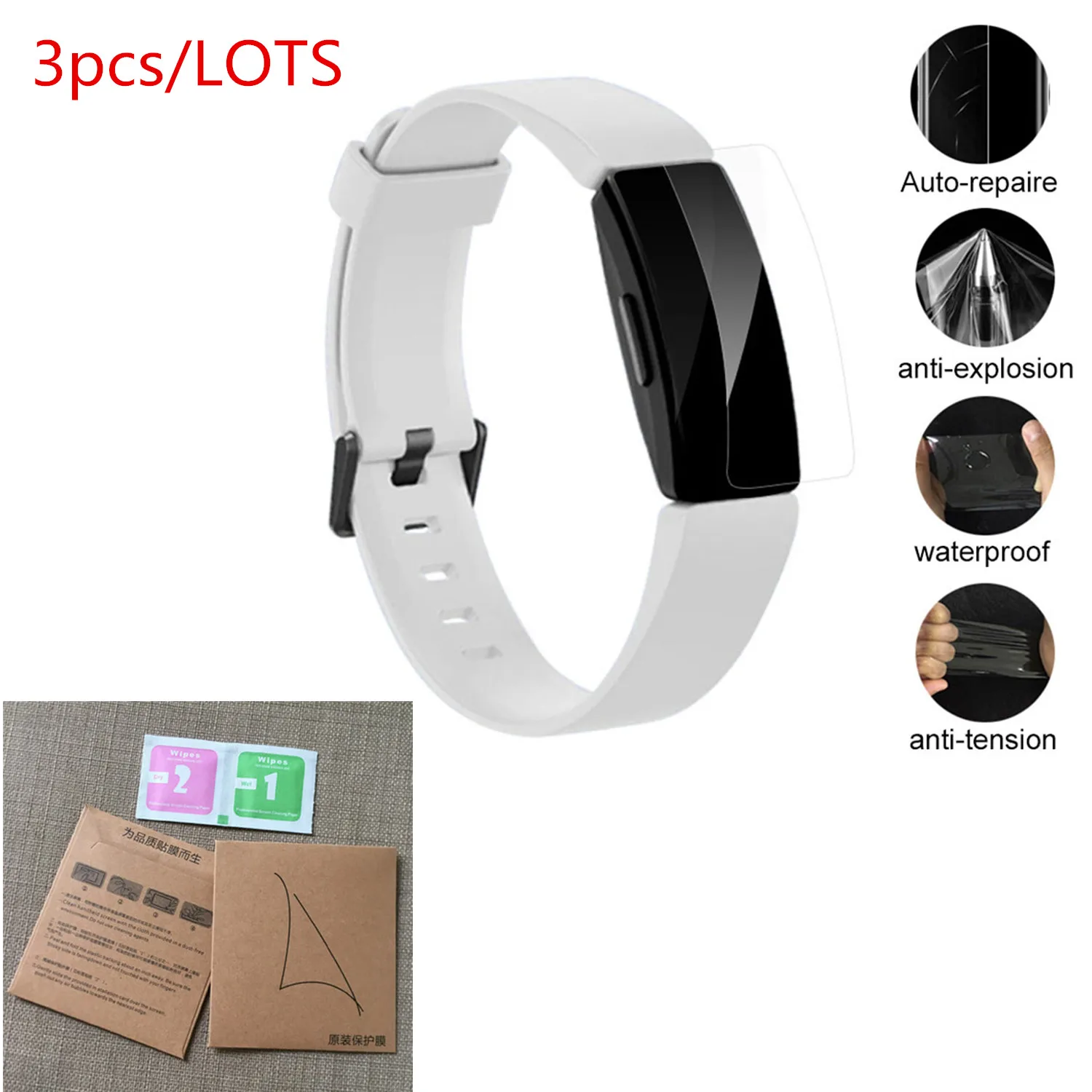 

3pcs Soft TPU Full Screen Protector For Fitbit Inspire / Inspire HR Sport Smart Watch Protective Guard Film Cover