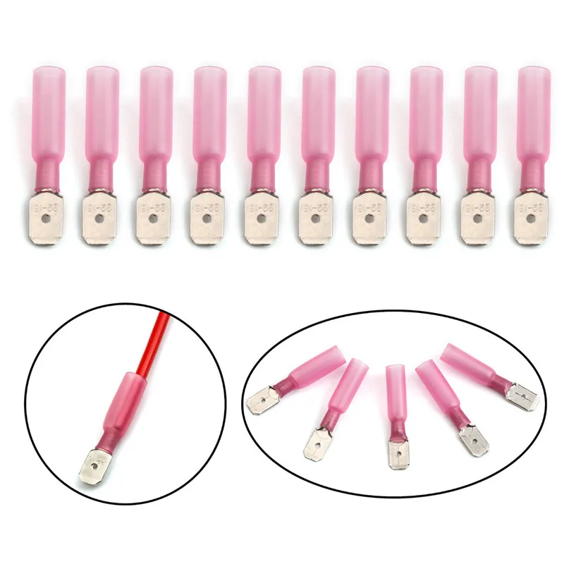 

YT 10PCS Heat Shrink Spade Connectors Terminals Kit Waterproof Insulated Butt Cable Wire Connector Crimping Terminal AWG 22-18