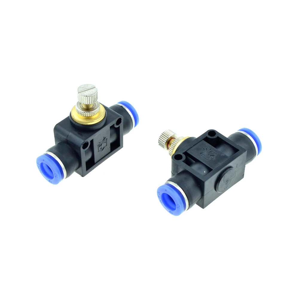 

2 Pcs Inline Airflow Control 10mm x 10mm Push In Quick Connecter 2-Way Flow Limiting Pneumatic Valve Speed Controller
