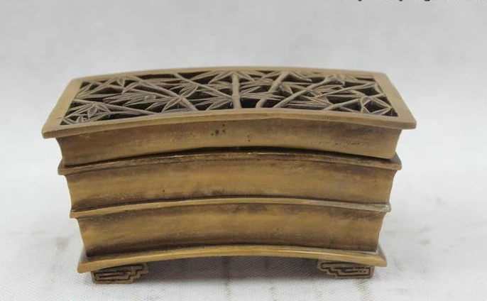 3&quotChina Folk Pure Bronze Lucky flower bamboo Burner incense burner Pot Statue | Дом и сад