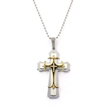 Stijlvolle Sieraden Mannen Cross Ketting Gouden Kleur Kruis Hanger Rvs Ketting Elegante Charme Speciale Hanger Ketting Witcher(China)