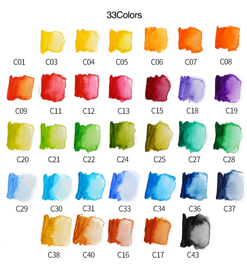 Aquarela com Waterbrush para Desenho Cores Pigmento Tintas Conjunto Sólido Pintura Aquarelas Terno Dobrável 18 - 25 33 42 19 Material escolar e de escritório