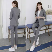#Special Offers Two-piece set Women Suit Gray Casual Blazer High Waist Pant Office Lady Notched Jacket Pant Suits Korean Femme 2 pieces set #Special Offers Two-piece set Women Suit Gray Casual Blazer High Waist Pant Office Lady Notched Jacket Pant Suits Korean Femme 2 pieces set