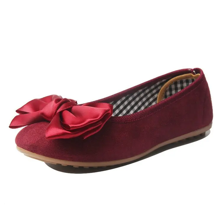 Women's Shoes Flat Shoes Women Solid Color Flock Single Shoes Casual Korean Style Women Butterfly-knot Loafers Shoes EUR35-44