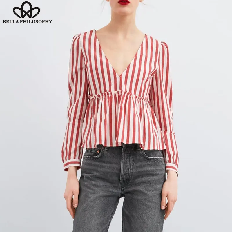 Heydress осенние рубашки с длинными рукавами Блузка рубашка оборками Винтаж