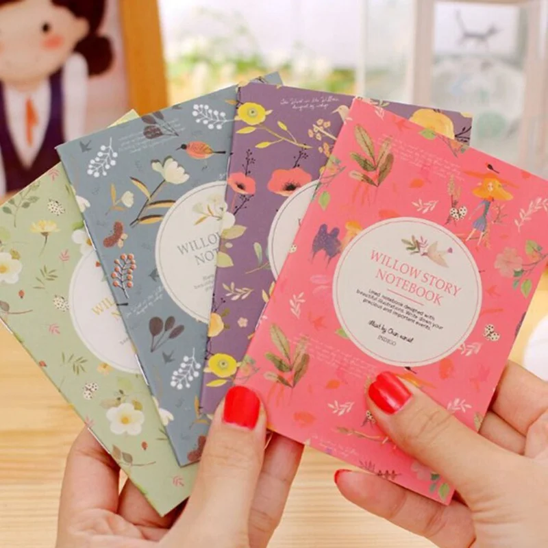 

1PC Kawaii Cute Flowers Birds Animal Notebook Painting of Diary Book Journal Record Office School Supplies Students